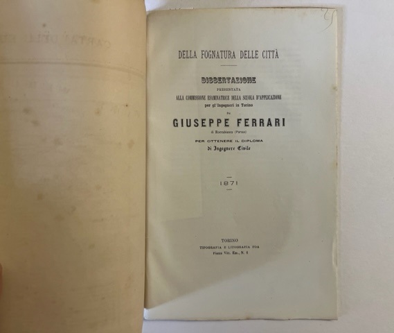Della fognatura delle città. Dissertazione